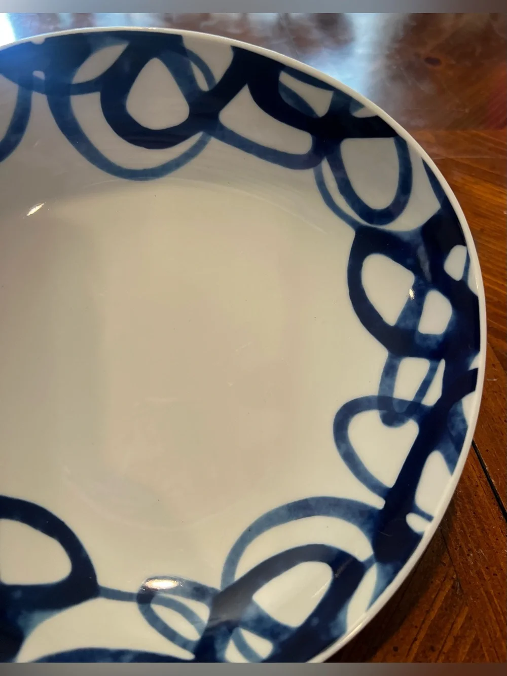 HTF 8” Crate & Barrel COMO Coupe Pasta Bowl Blue Swirl Pattern By Paola Navone